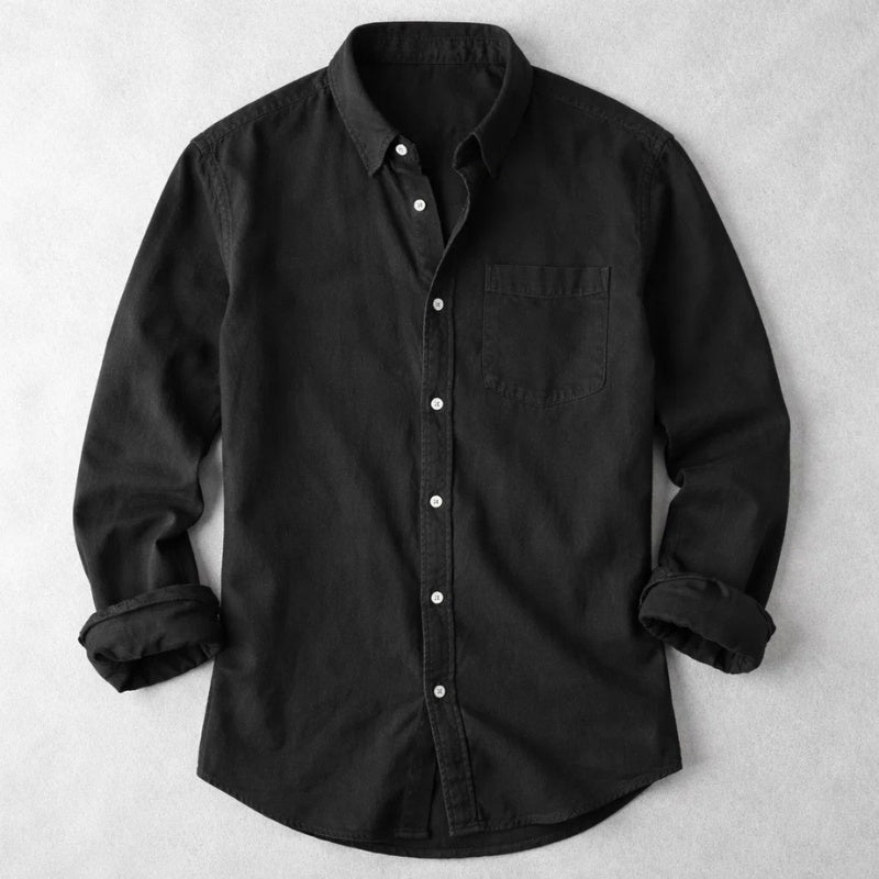Pedro | Camisa de Ganga Homem Manga Comprida Bolso no Peito
