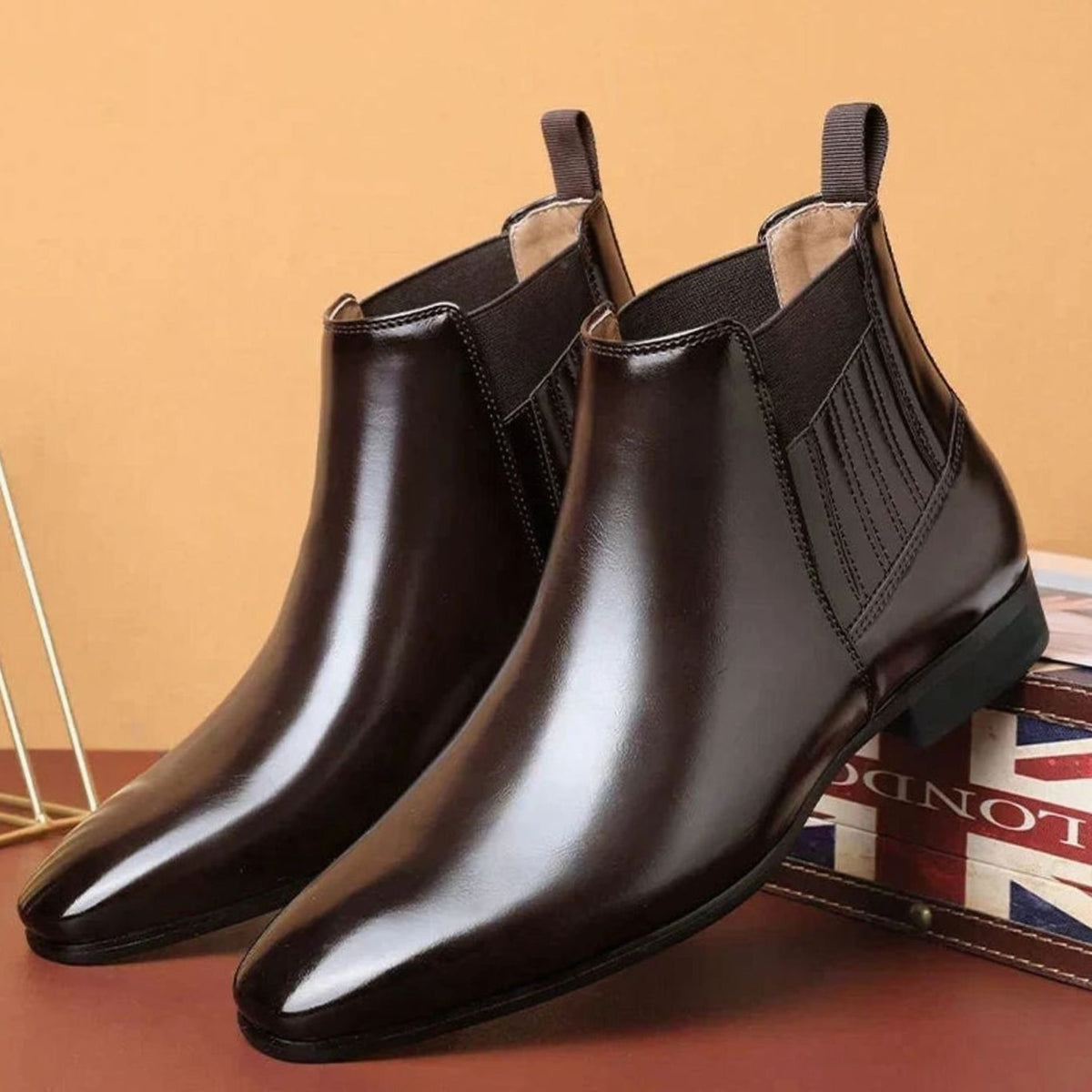 Maddox | Men's Leather Pointed Toe Chelsea Dress Boots Slip On