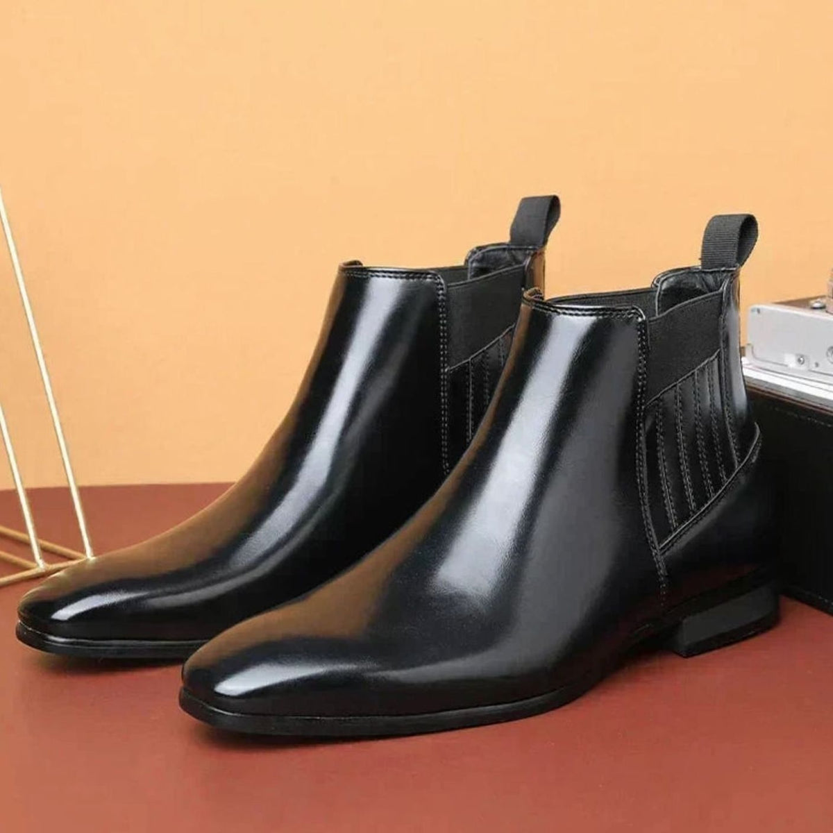 Maddox | Men's Leather Pointed Toe Chelsea Dress Boots Slip On