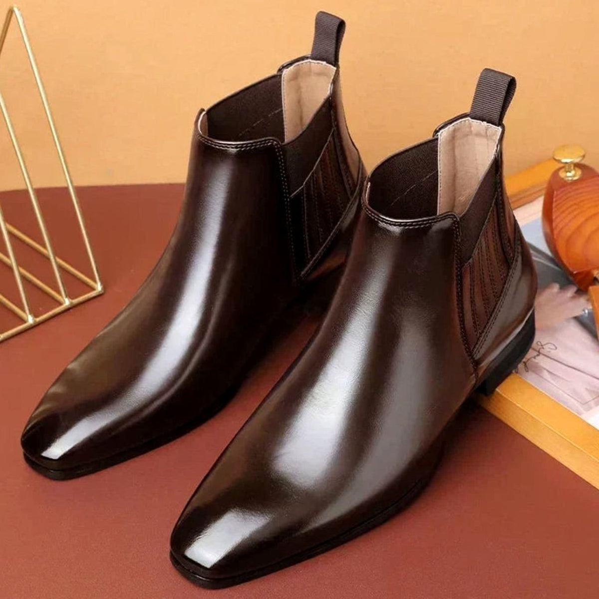 Maddox | Men's Leather Pointed Toe Chelsea Dress Boots Slip On