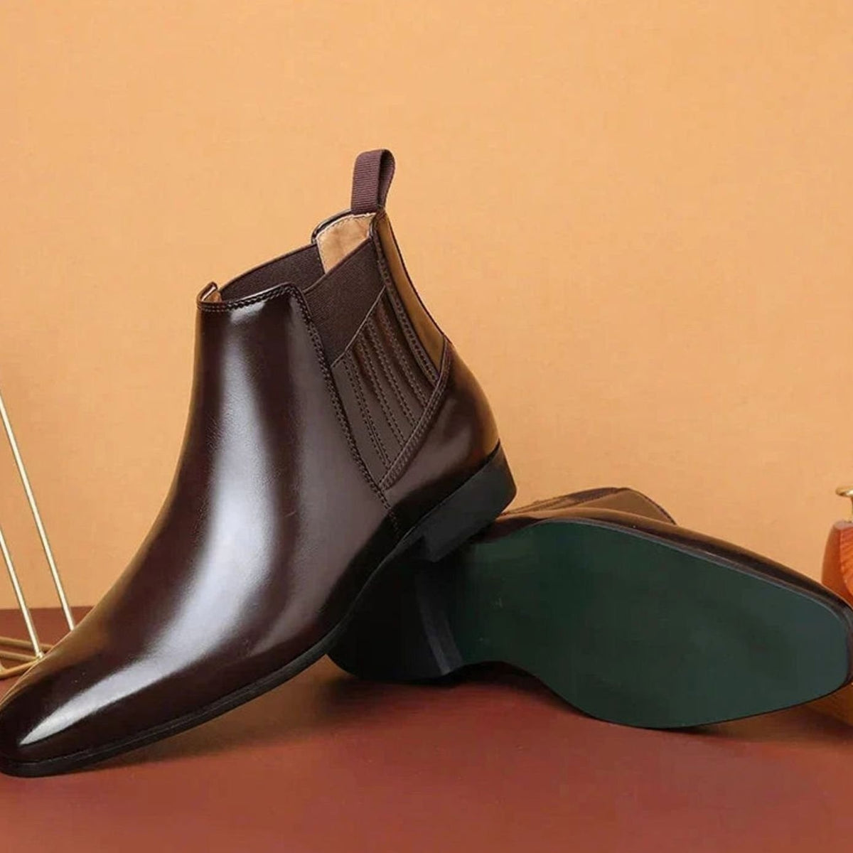 Maddox | Men's Leather Pointed Toe Chelsea Dress Boots Slip On