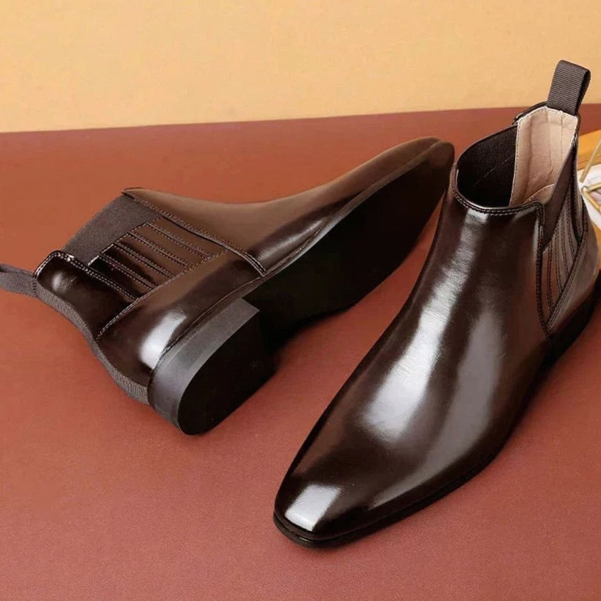Maddox | Men's Leather Pointed Toe Chelsea Dress Boots Slip On
