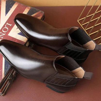 Maddox | Men's Leather Pointed Toe Chelsea Dress Boots Slip On