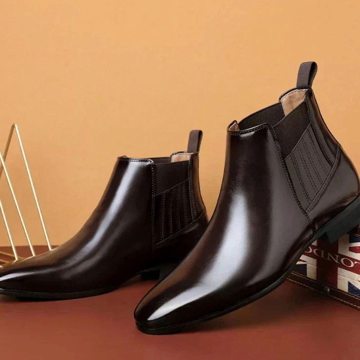Maddox | Men's Leather Pointed Toe Chelsea Dress Boots Slip On