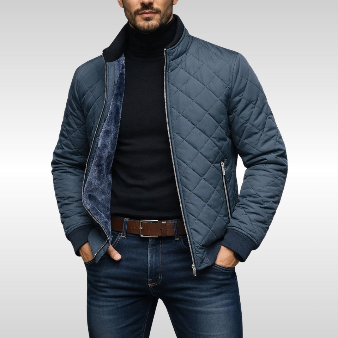 Quentin | Men's Fleece-Lined Quilted Jacket with Stand Collar