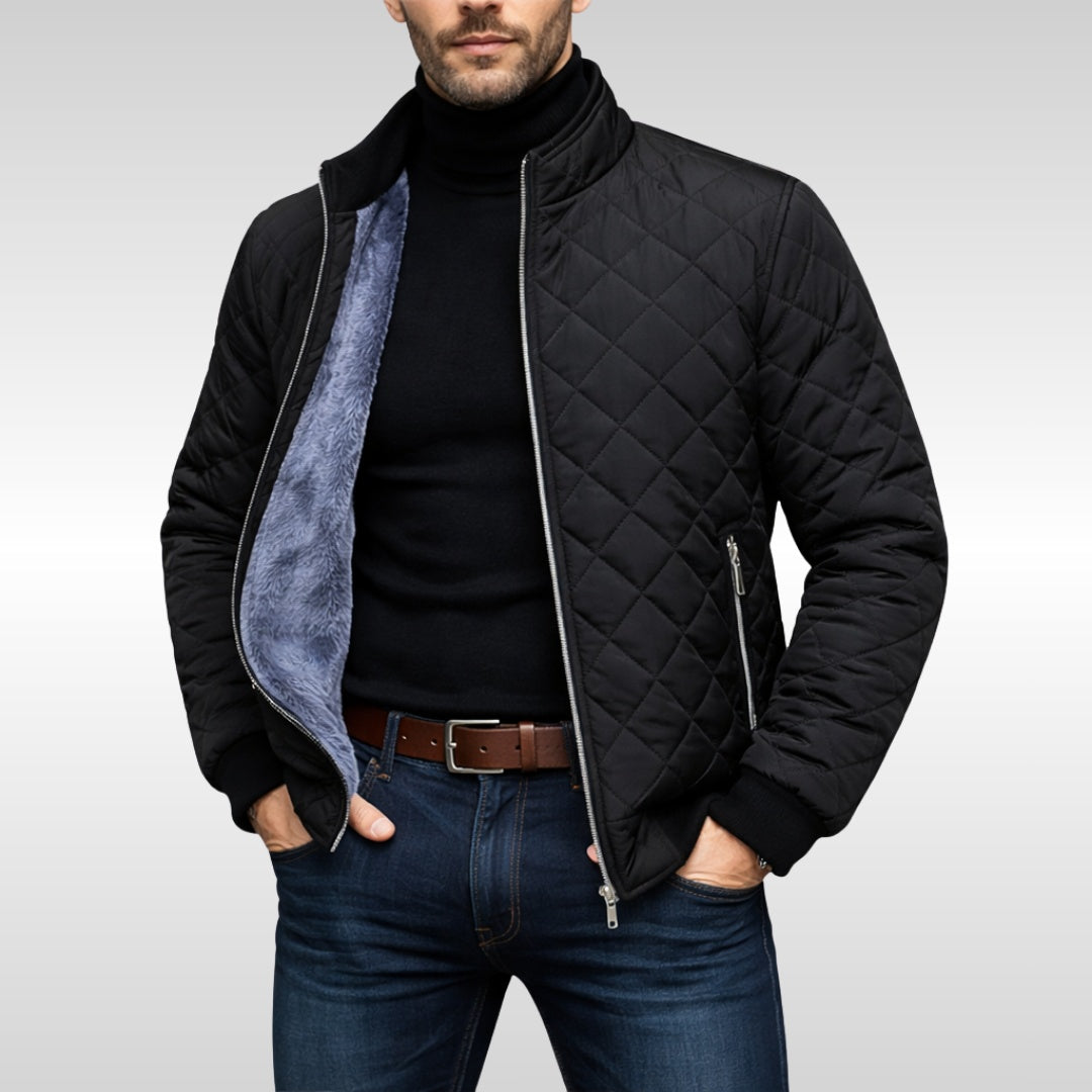 Quentin | Men's Fleece-Lined Quilted Jacket with Stand Collar