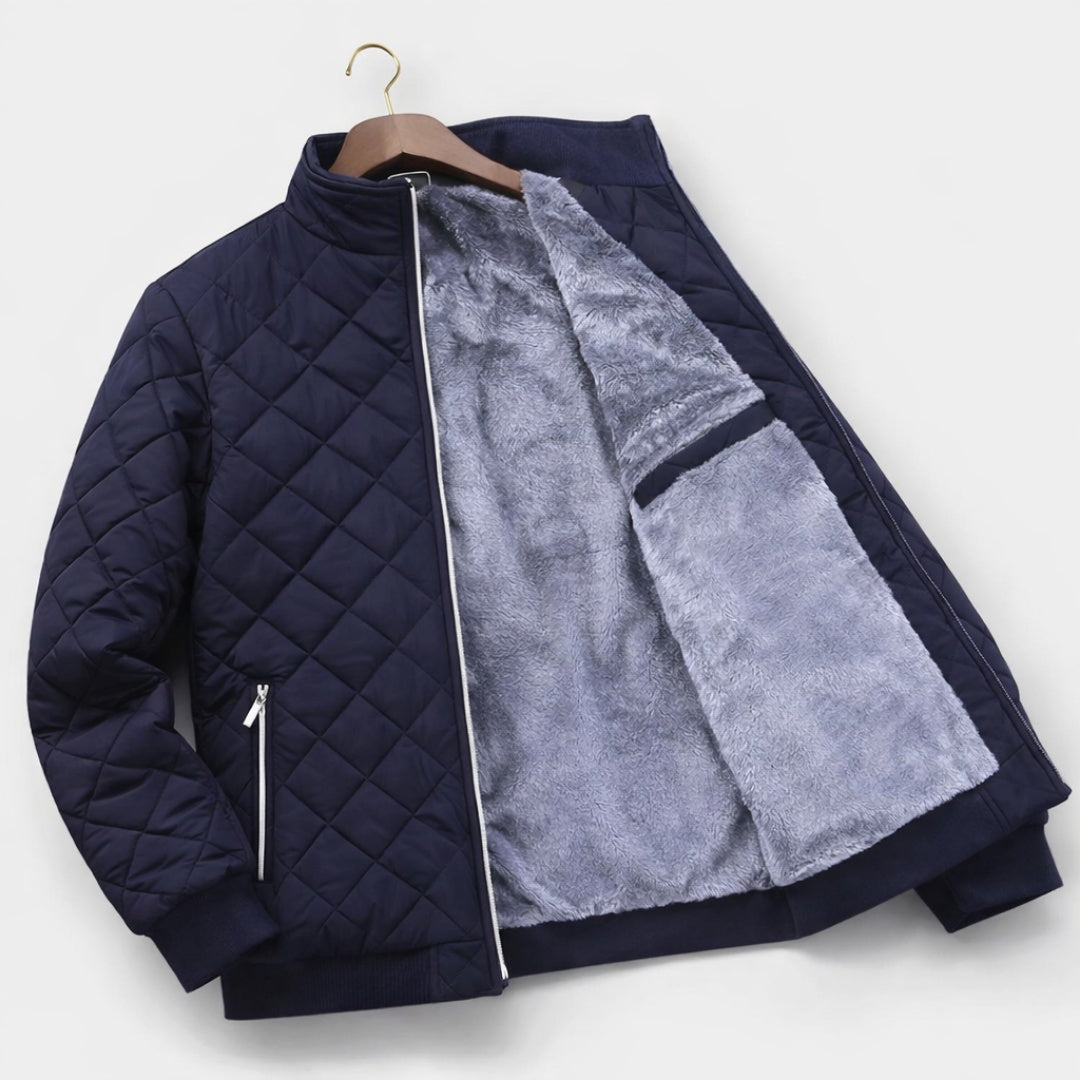 Quentin | Men's Fleece-Lined Quilted Jacket with Stand Collar