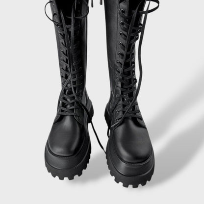 Raquel | Botas Cano Alto Militares Mulher Plataforma com Atacadores