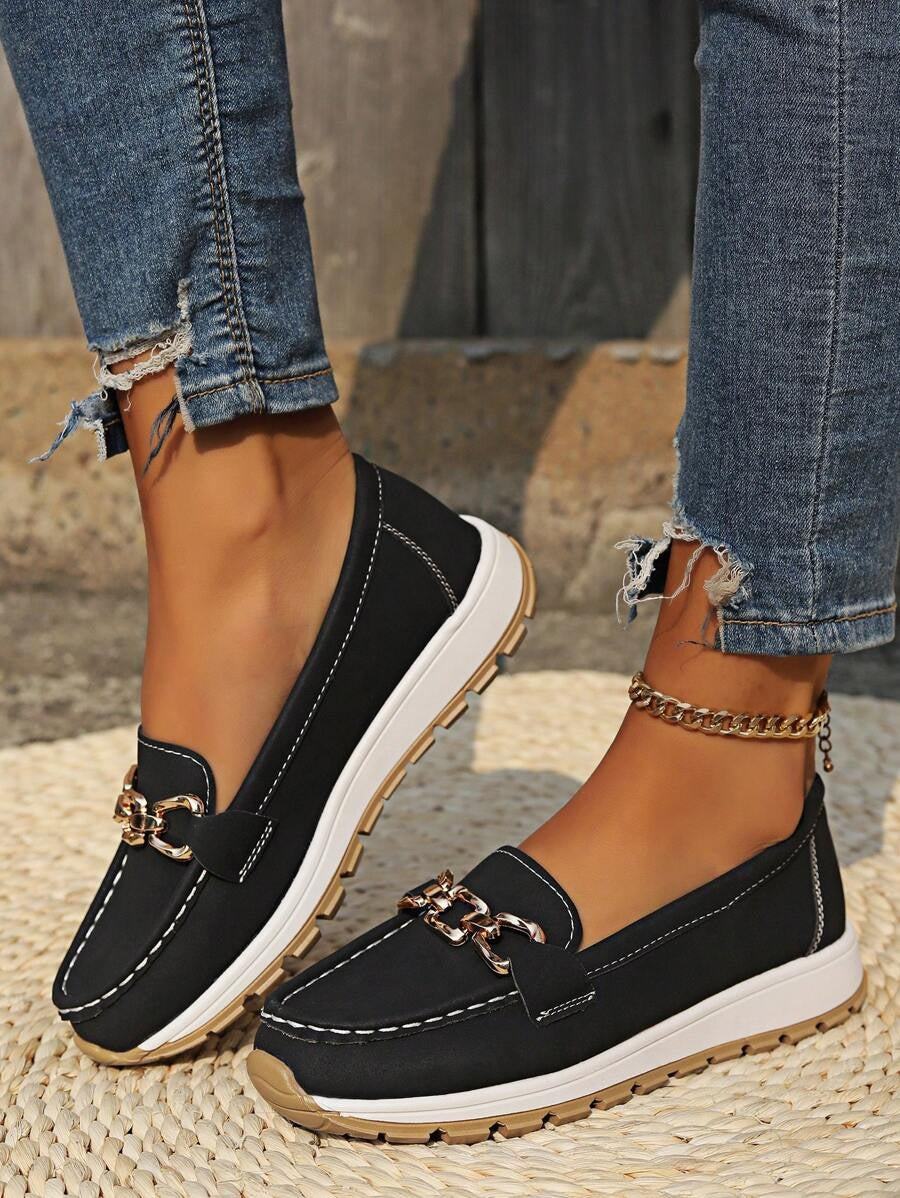 Raquel | Mocassins Ortopédicos Mulher Sola Plataforma Detalhe Metálico