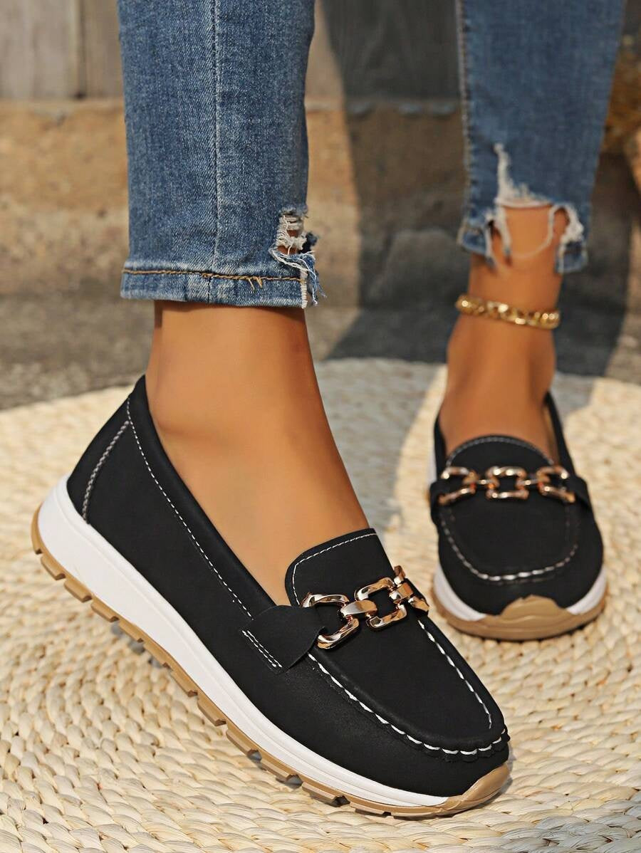 Raquel | Mocassins Ortopédicos Mulher Sola Plataforma Detalhe Metálico