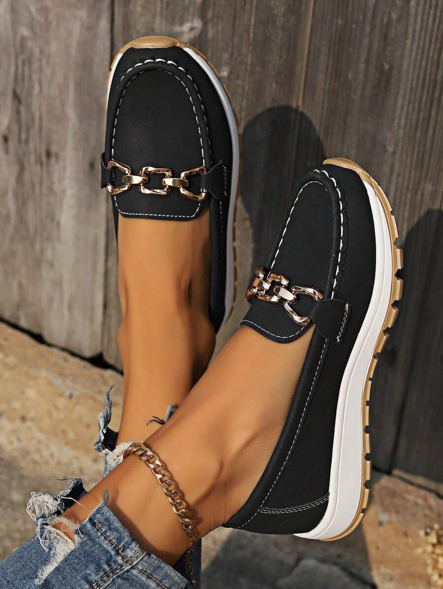 Raquel | Mocassins Ortopédicos Mulher Sola Plataforma Detalhe Metálico