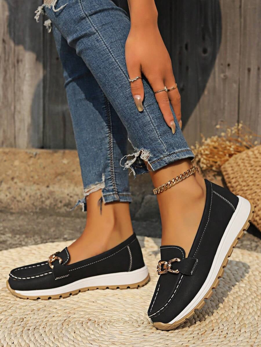 Raquel | Mocassins Ortopédicos Mulher Sola Plataforma Detalhe Metálico
