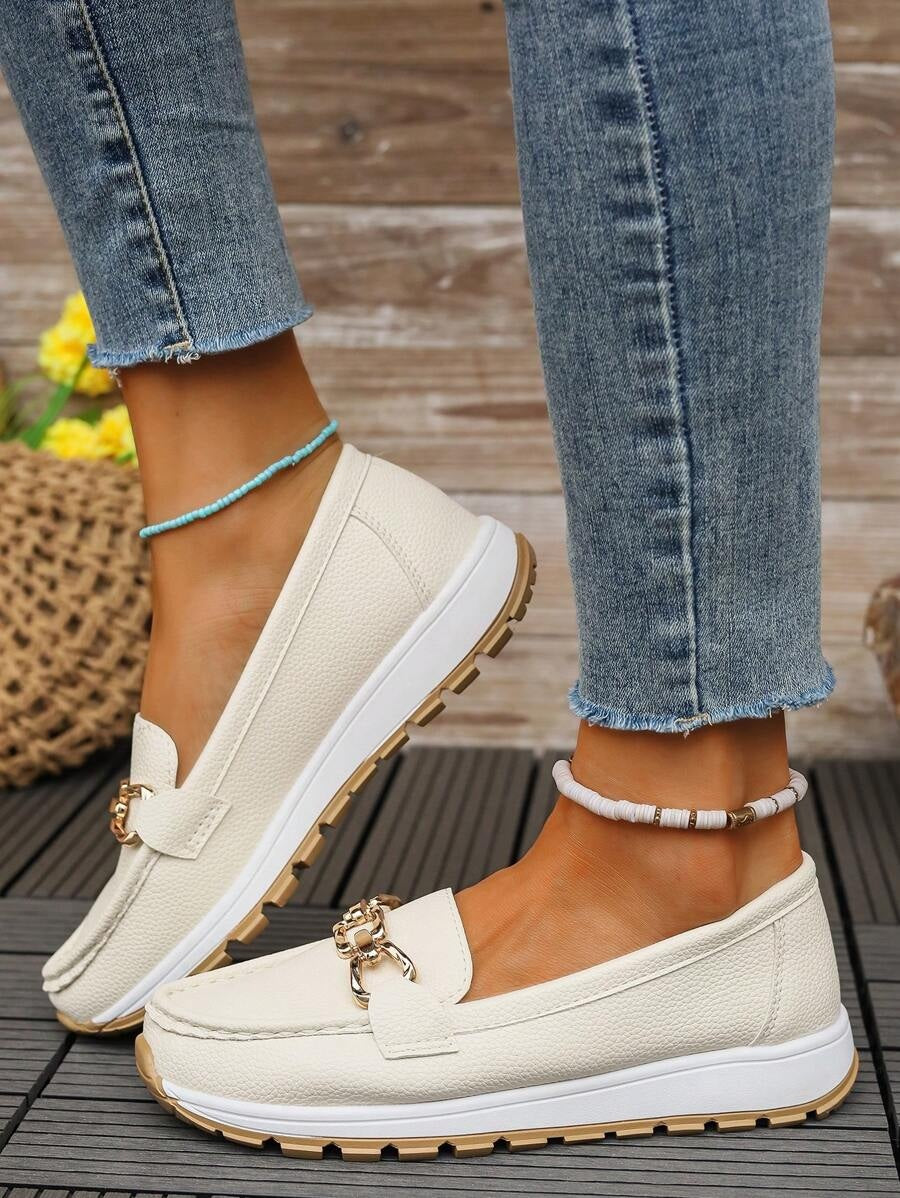Raquel | Mocassins Ortopédicos Mulher Sola Plataforma Detalhe Metálico