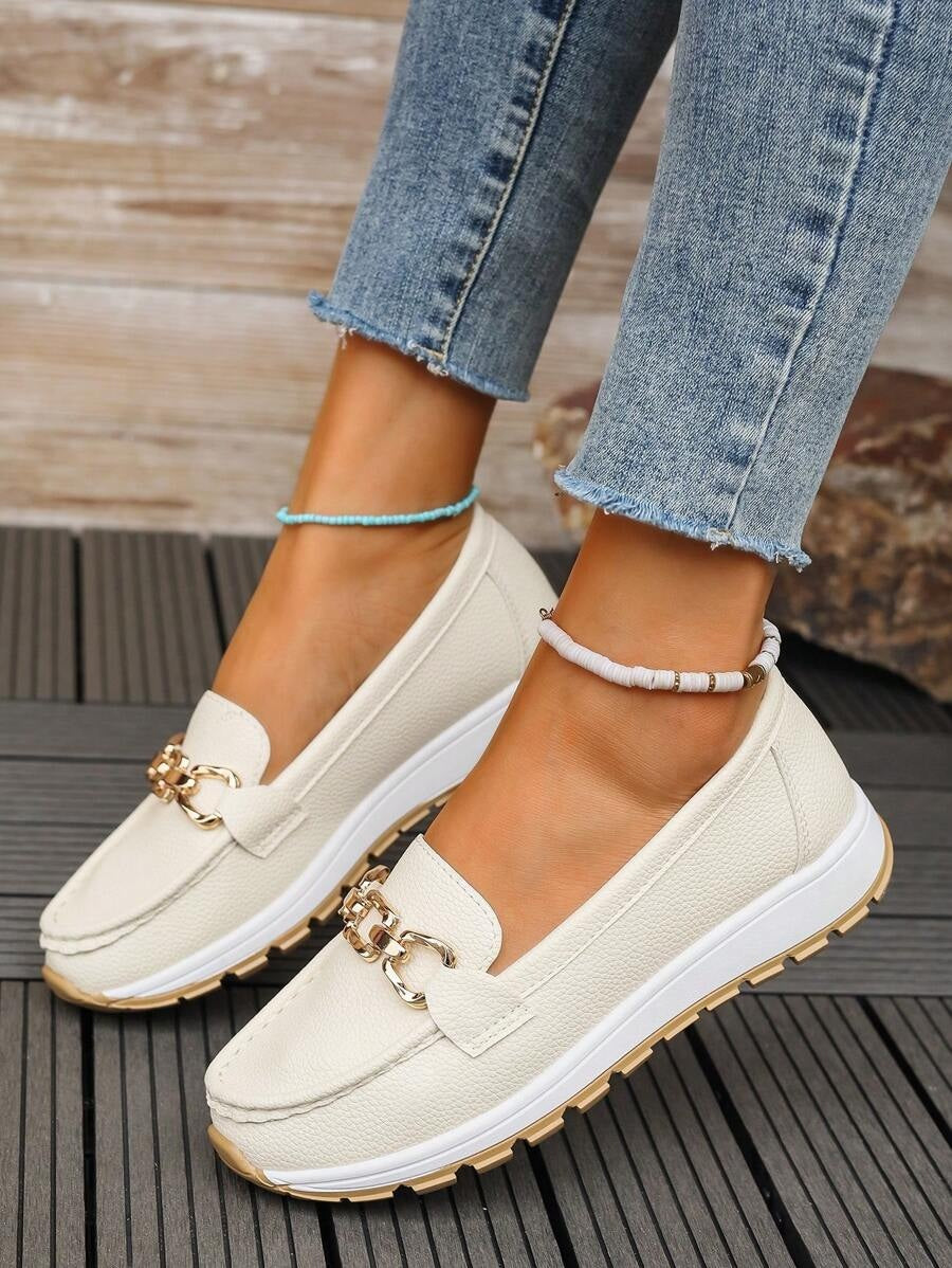 Raquel | Mocassins Ortopédicos Mulher Sola Plataforma Detalhe Metálico