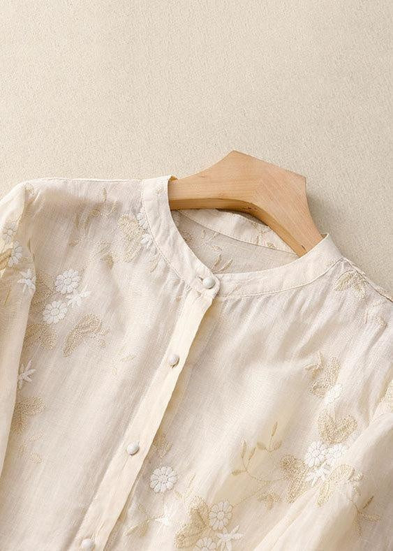 Rita | Blusa Bordada Floral Mulher Manga 3/4 com Botões