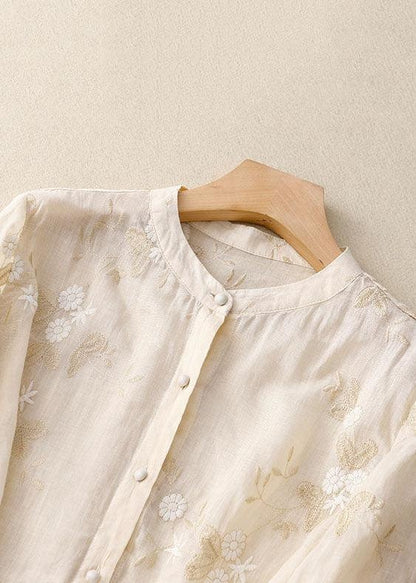 Rita | Blusa Bordada Floral Mulher Manga 3/4 com Botões