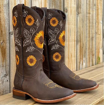 Rita | Botas Cowboy Mulher Cano Alto Bordado Floral