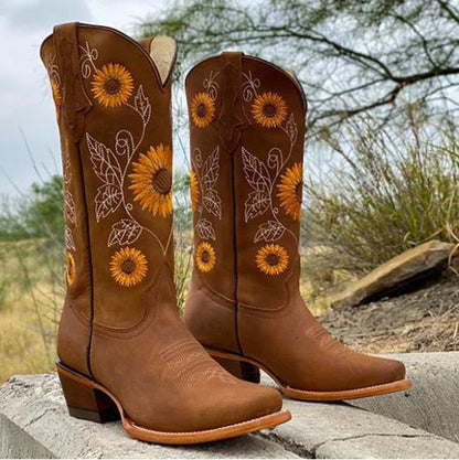 Rita | Botas Cowboy Mulher Cano Alto Bordado Floral