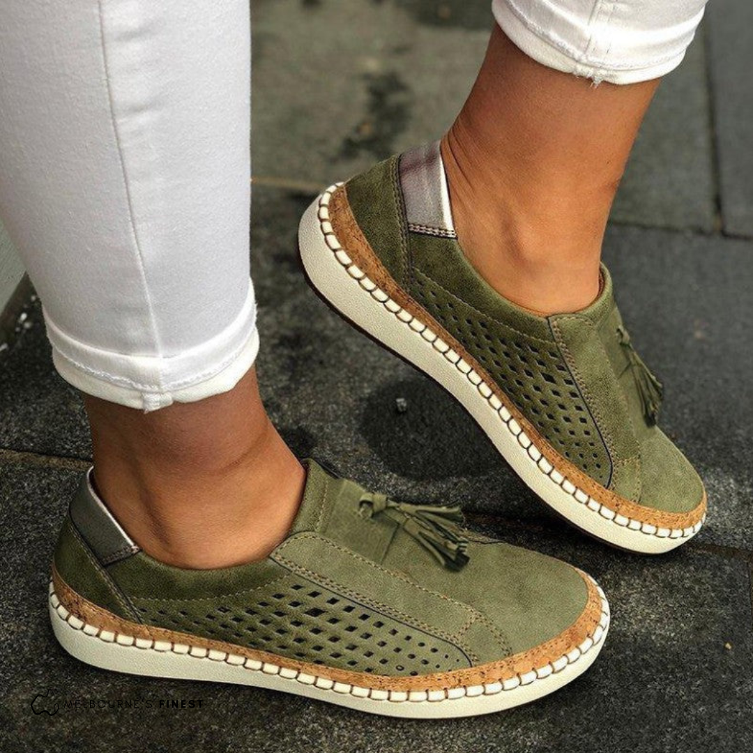 Sabrina | Women's Perforated Suede Mary Jane Shoes Fringe