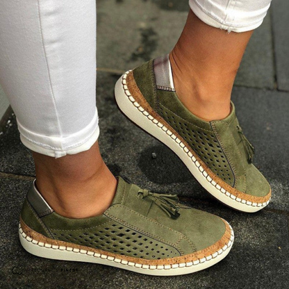 Sabrina | Women's Perforated Suede Mary Jane Shoes Fringe