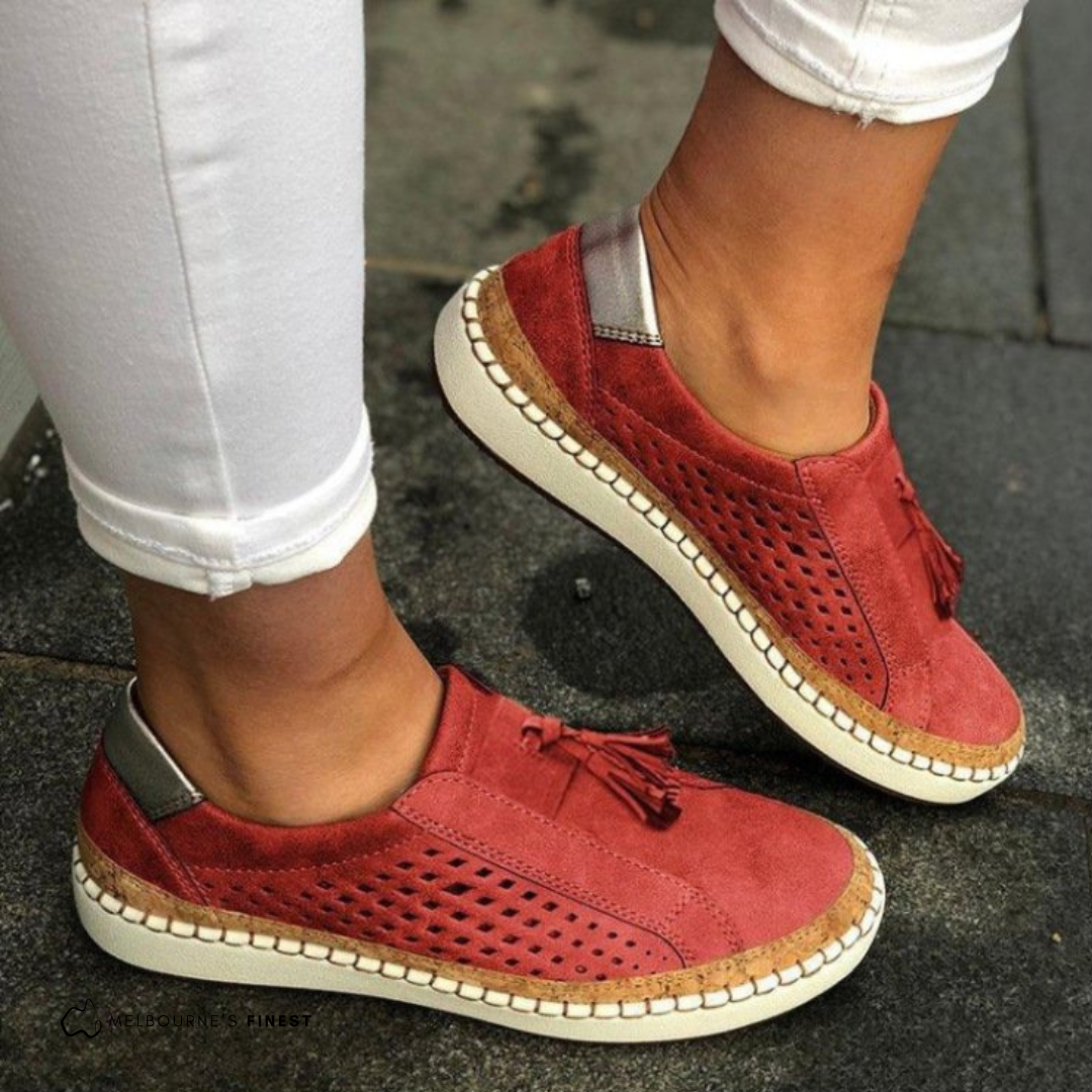 Sabrina | Women's Perforated Suede Mary Jane Shoes Fringe