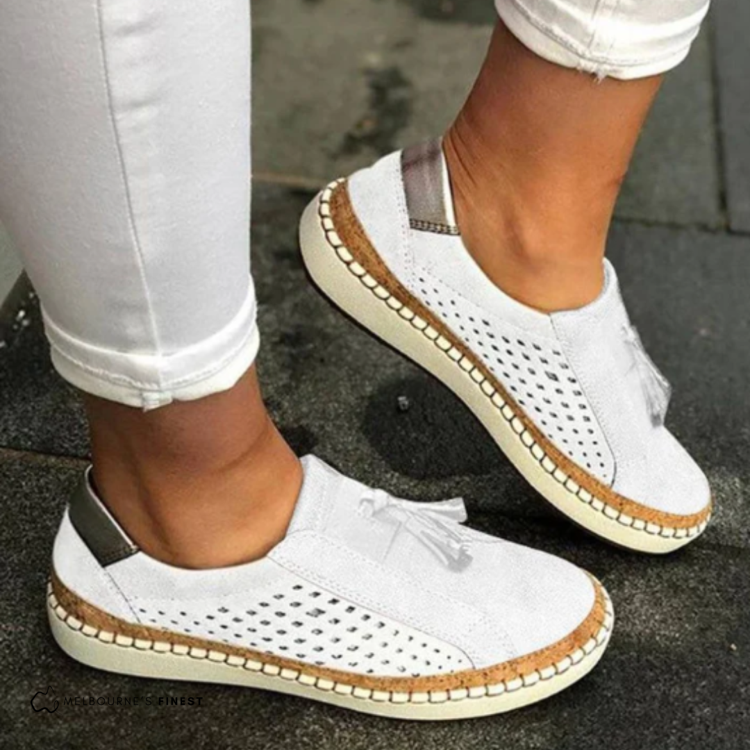 Sabrina | Women's Perforated Suede Mary Jane Shoes Fringe
