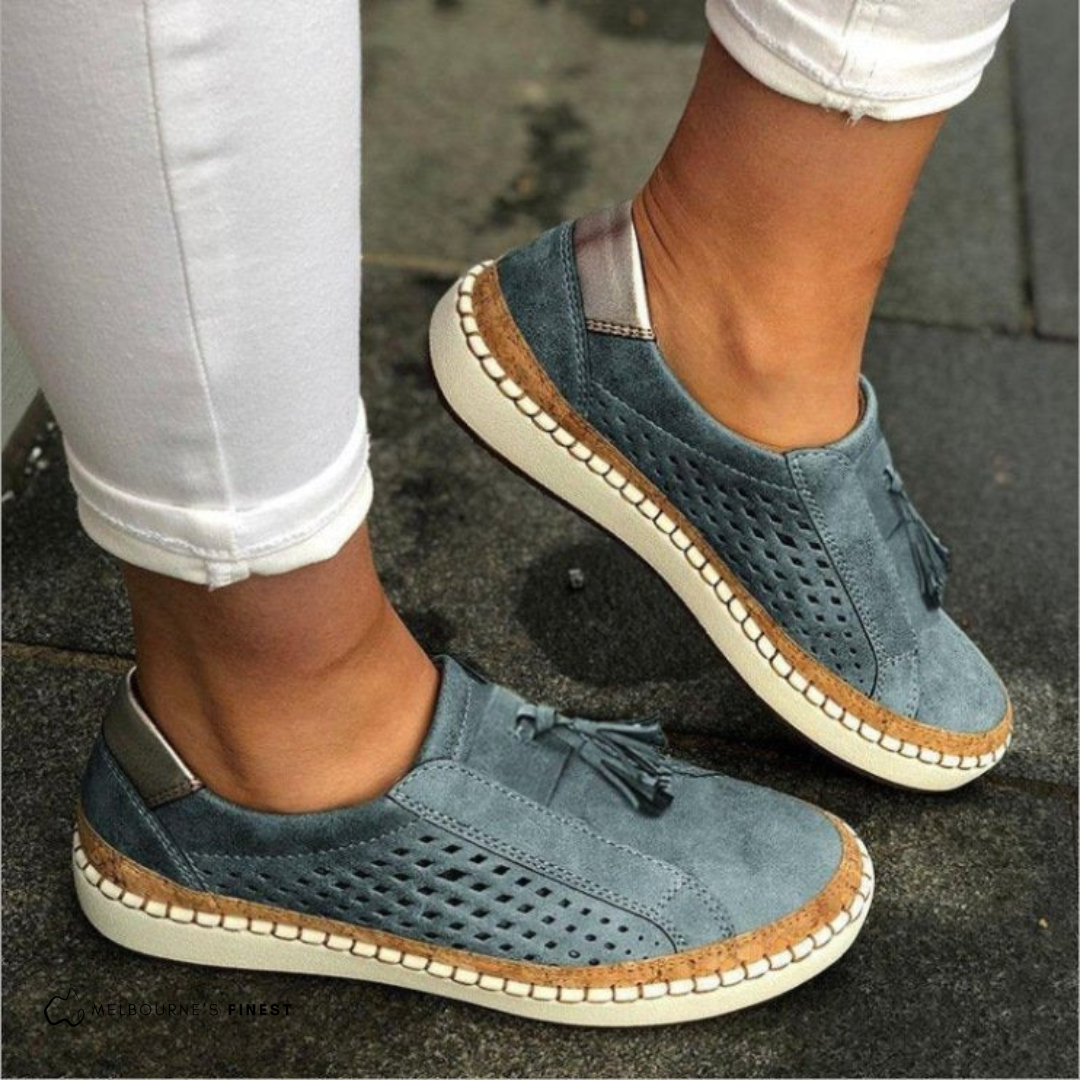 Sabrina | Women's Perforated Suede Mary Jane Shoes Fringe