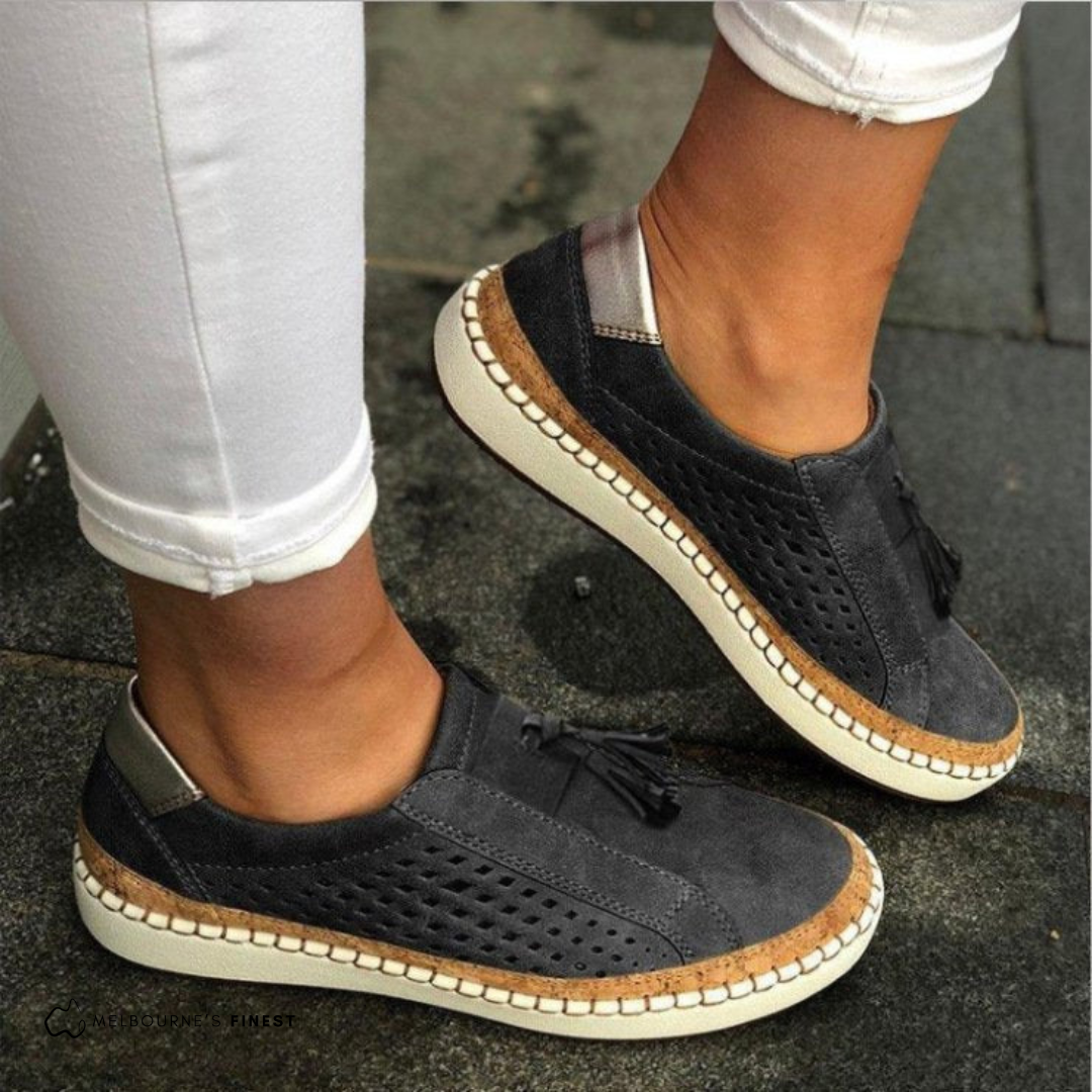 Sabrina | Women's Perforated Suede Mary Jane Shoes Fringe