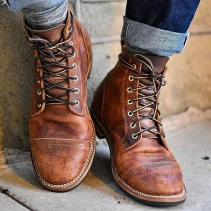 Oscar | Men's Faux Leather Lace Up Winter Boots Mid Calf