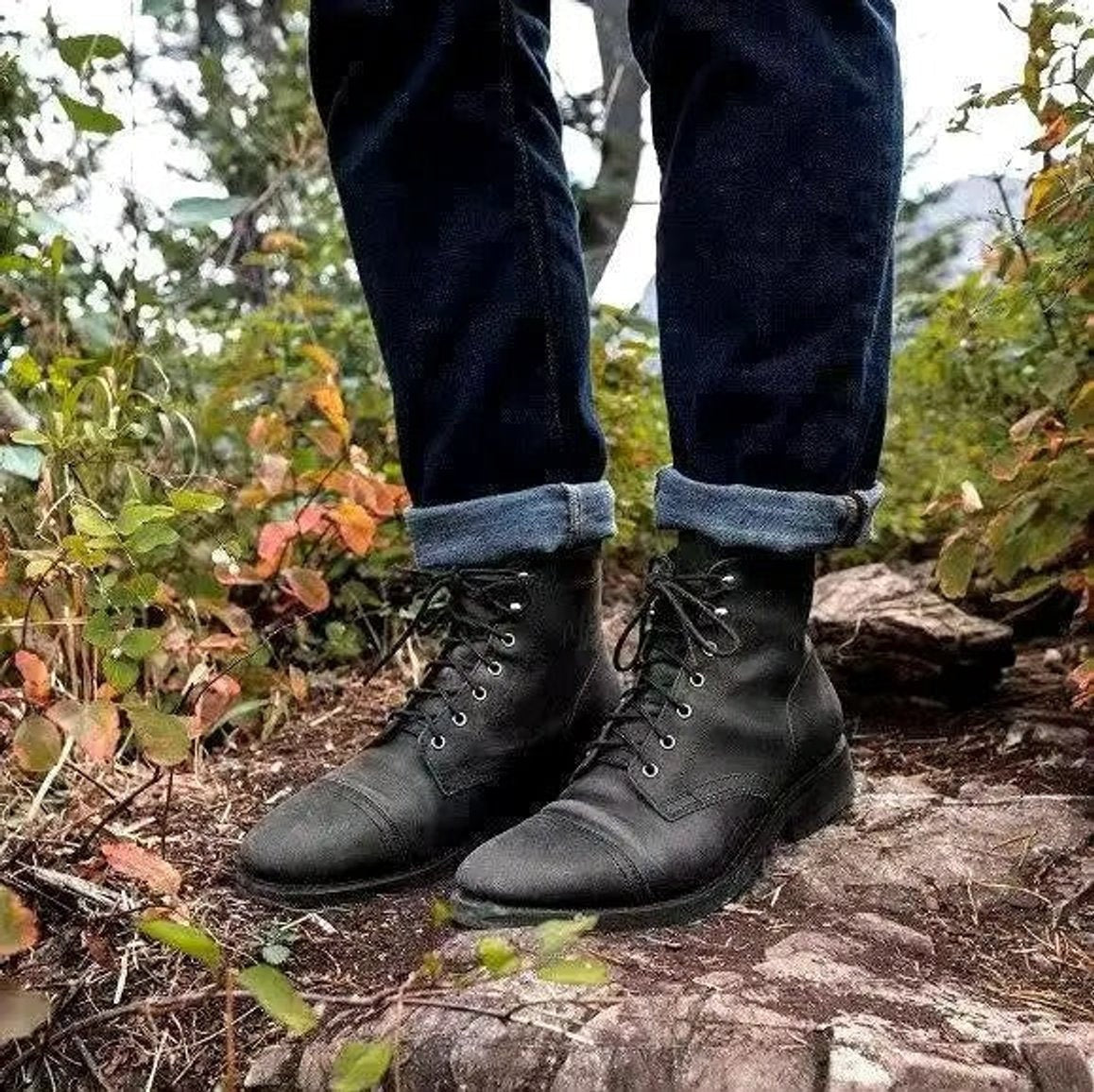 Oscar | Men's Faux Leather Lace Up Winter Boots Mid Calf