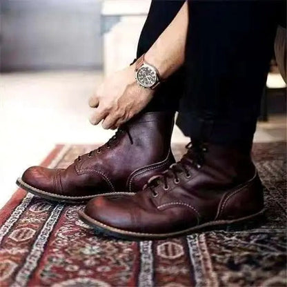 Oscar | Men's Faux Leather Lace Up Winter Boots Mid Calf