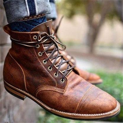 Oscar | Men's Faux Leather Lace Up Winter Boots Mid Calf