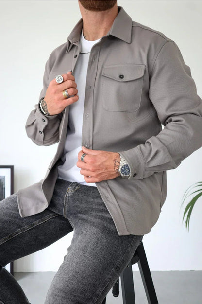 Rodrigo | Camisa Casaco Homem Manga Comprida com Bolso no Peito