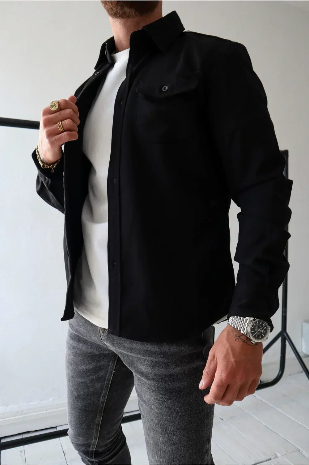 Rodrigo | Camisa Casaco Homem Manga Comprida com Bolso no Peito