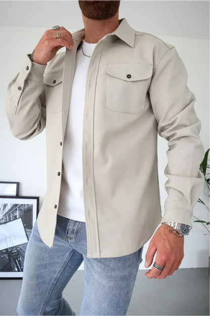 Rodrigo | Camisa Casaco Homem Manga Comprida com Bolso no Peito