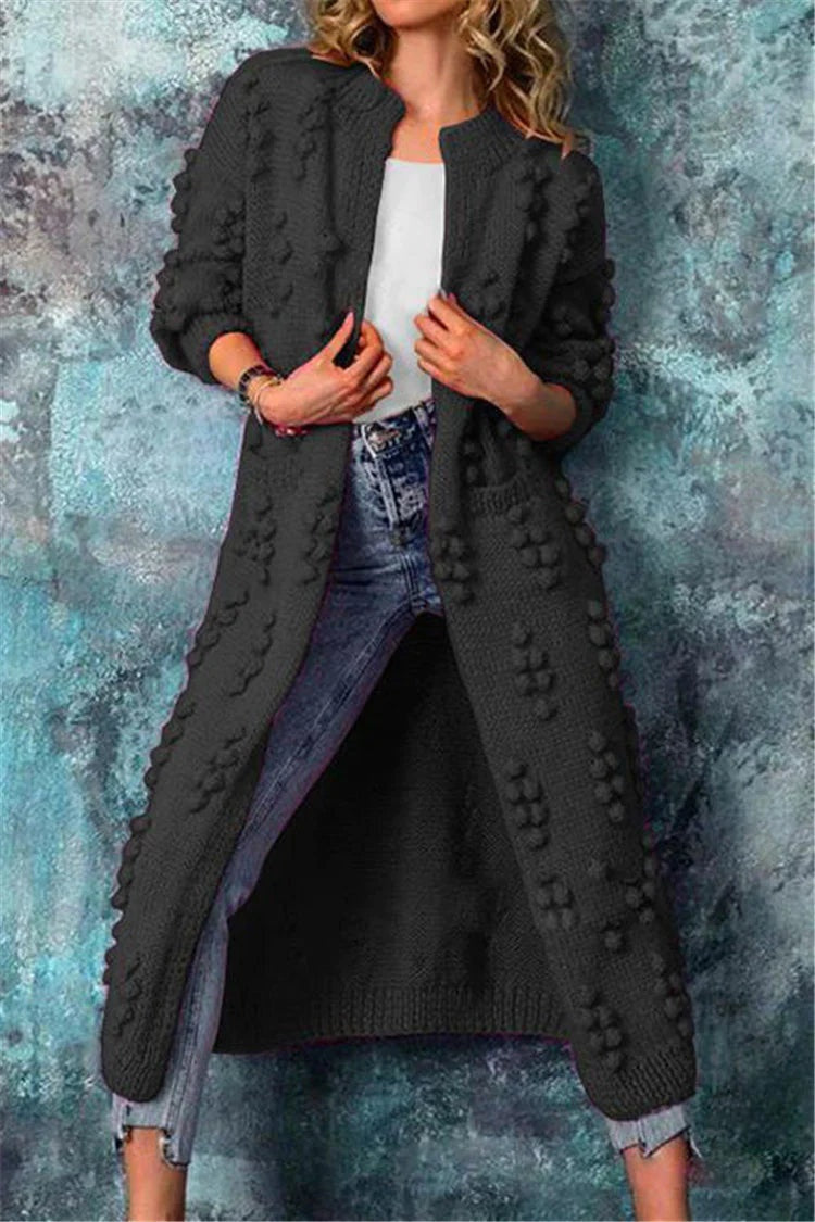 Sandra | Cardigan de Malha Comprido Mulher com Textura Pompom
