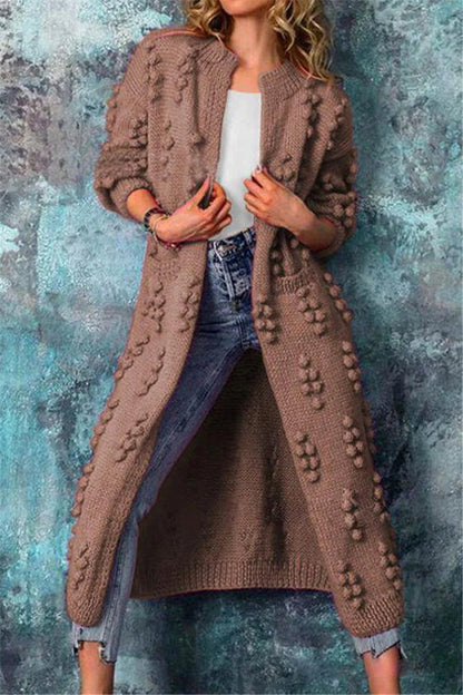Sandra | Cardigan de Malha Comprido Mulher com Textura Pompom