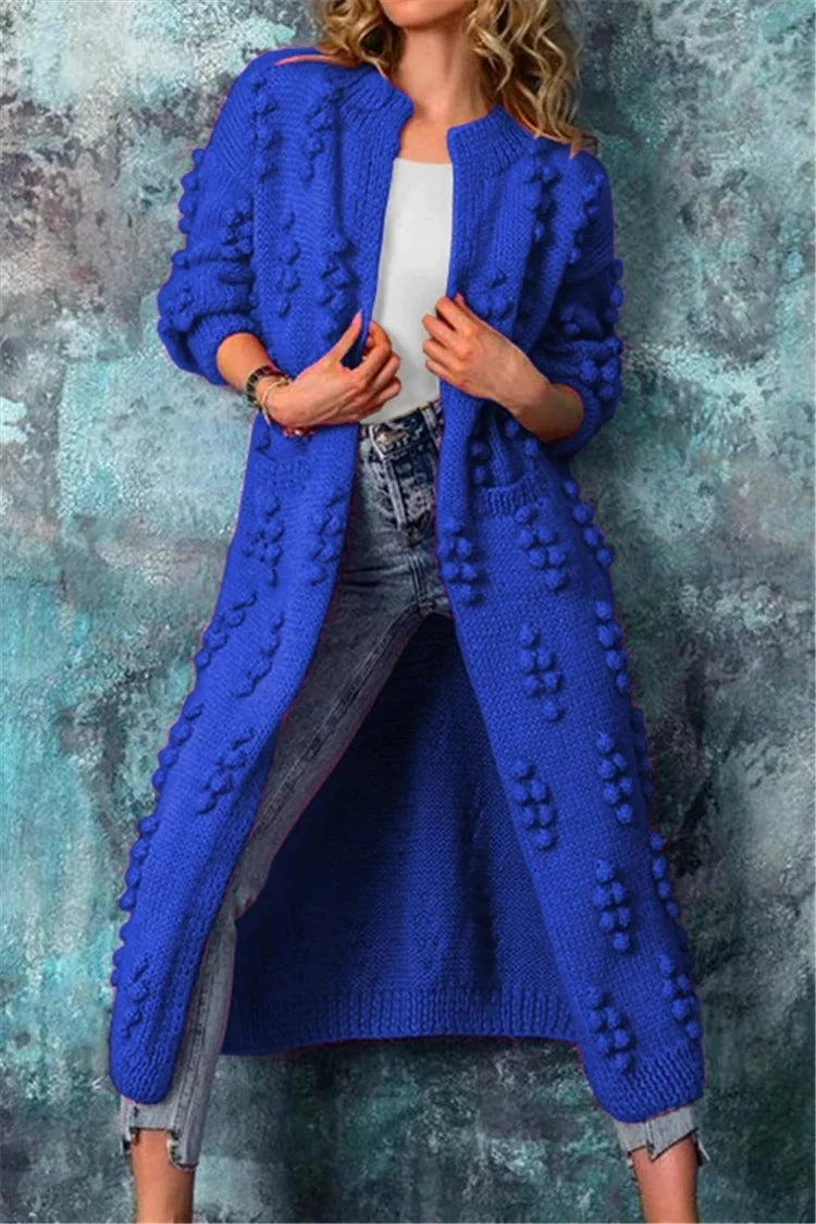 Sandra | Cardigan de Malha Comprido Mulher com Textura Pompom