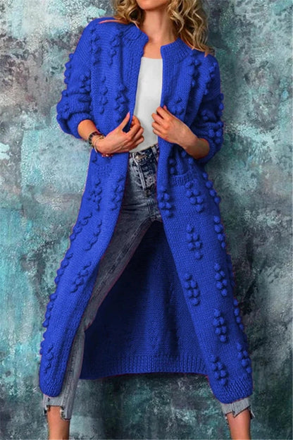 Sandra | Cardigan de Malha Comprido Mulher com Textura Pompom