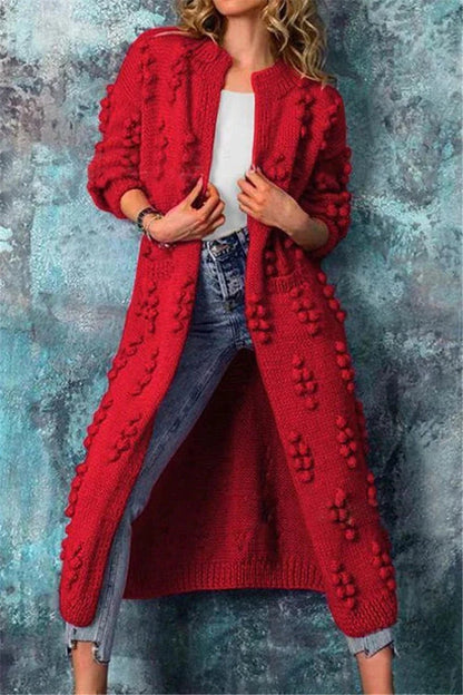 Sandra | Cardigan de Malha Comprido Mulher com Textura Pompom