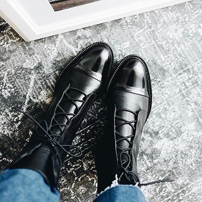 Sara | Botas Militares Mulher de Couro com Atacadores