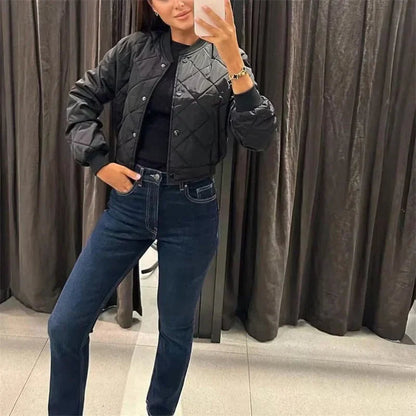 Sara | Casaco Bomber Acolchoado Mulher Gola Canelada