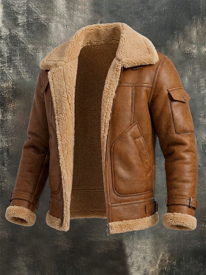 Silas | Men's Sherpa Jacket Faux Suede with Lapel Collar
