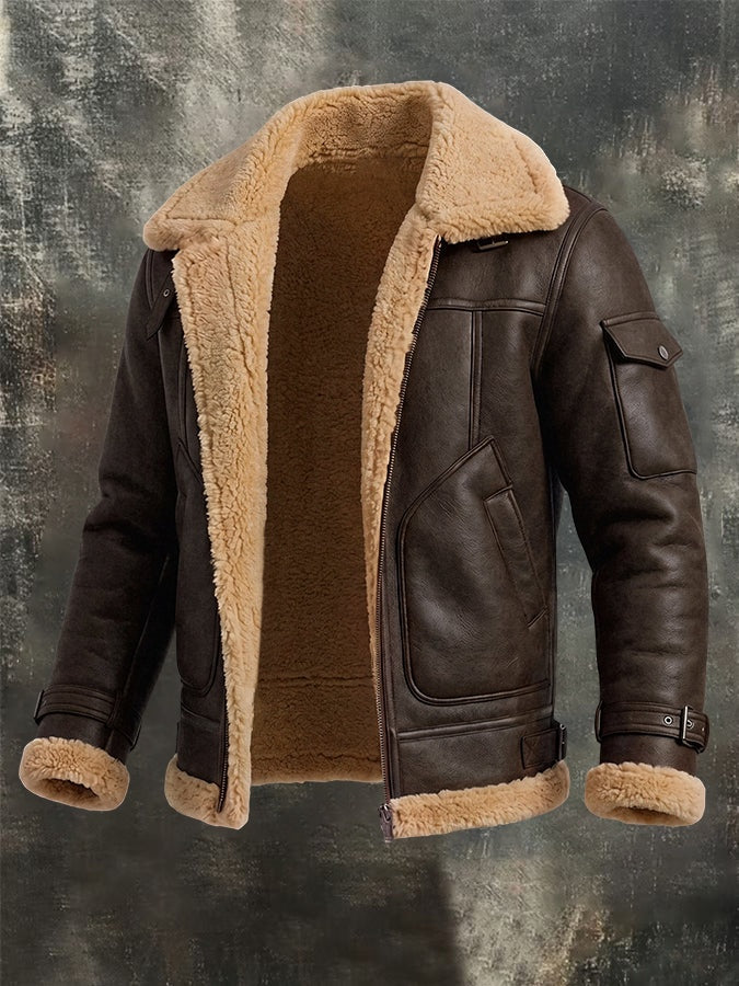 Silas | Men's Sherpa Jacket Faux Suede with Lapel Collar