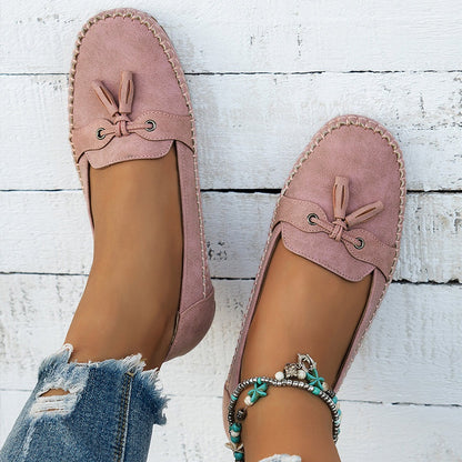 Sílvia | Mocassins de Camurça Mulher com Franja Bico Redondo