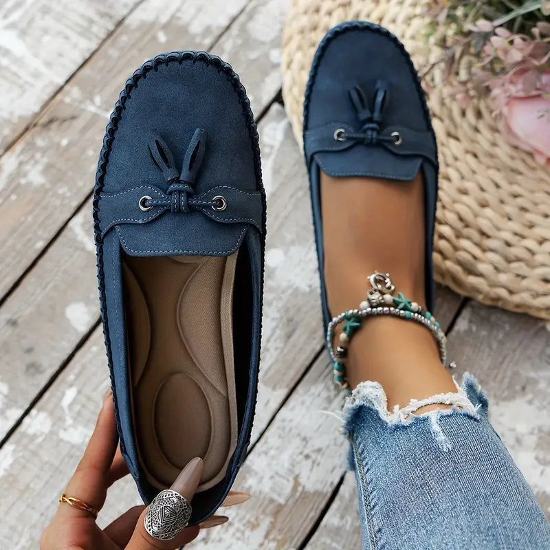 Sílvia | Mocassins de Camurça Mulher com Franja Bico Redondo