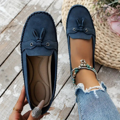 Sílvia | Mocassins de Camurça Mulher com Franja Bico Redondo