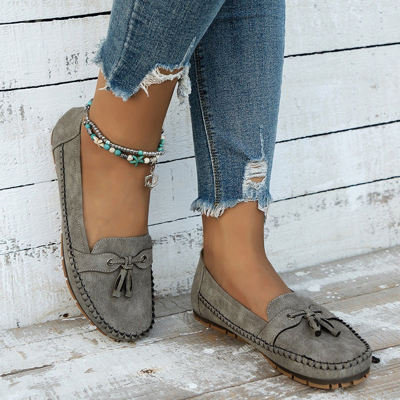 Sílvia | Mocassins de Camurça Mulher com Franja Bico Redondo
