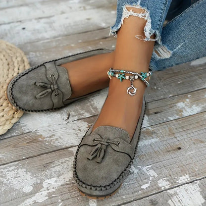 Sílvia | Mocassins de Camurça Mulher com Franja Bico Redondo