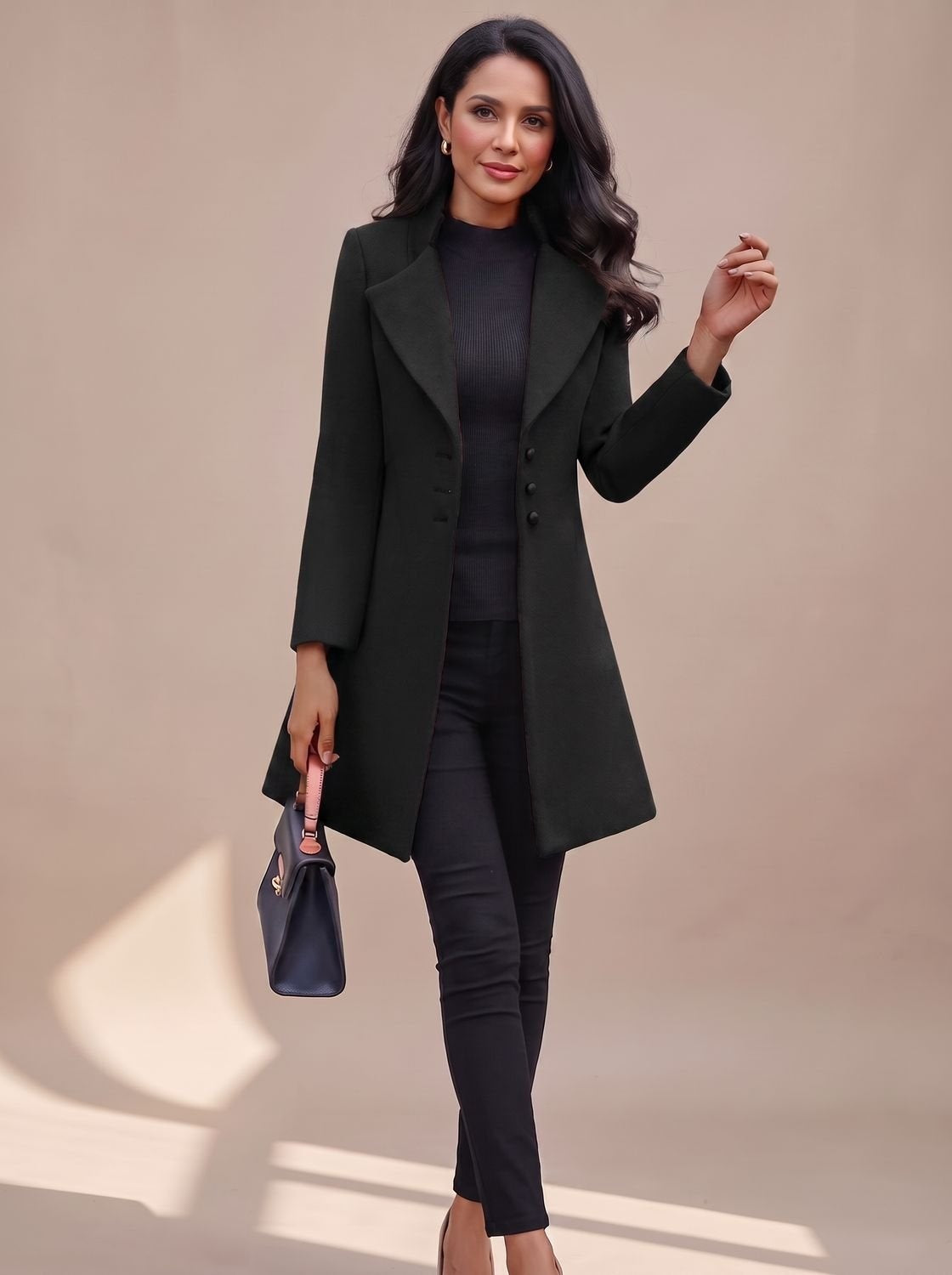 Sílvia | Trench Coat Comprido Mulher Gola Reversa Botões